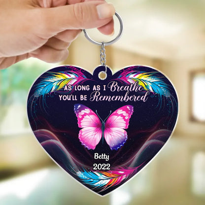 Family - As Long As I Breathe You'll Be Remembered - Personalized Acrylic Keychain - Makezbright Gifts