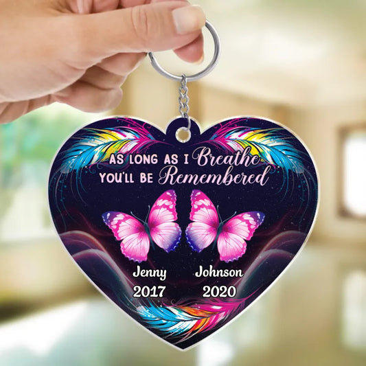 Family - As Long As I Breathe You'll Be Remembered - Personalized Acrylic Keychain - Makezbright Gifts