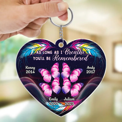 Family - As Long As I Breathe You'll Be Remembered - Personalized Acrylic Keychain - Makezbright Gifts