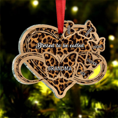 Family - Blessed To Be Called Grandma Nana Mom Butterfly - Personalized Acrylic Ornament - Makezbright Gifts