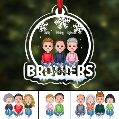 Family - Brothers Forever - Personalized Christmas Transparent Ornament - Makezbright Gifts