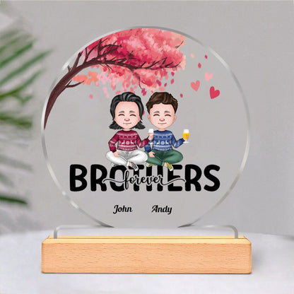 Family - Brothers Forever - Personalized Circle Acrylic Plaque - Makezbright Gifts