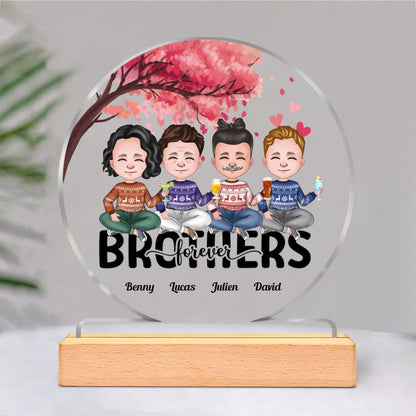 Family - Brothers Forever - Personalized Circle Acrylic Plaque - Makezbright Gifts