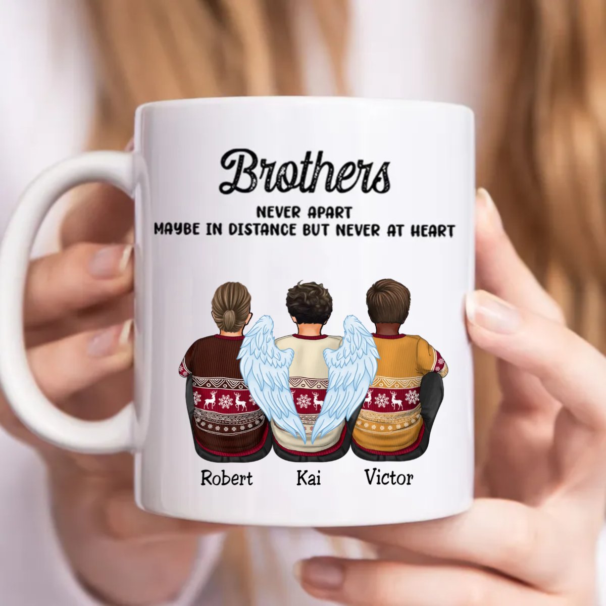 Family - Brothers Never Apart Maybe In Distance But Never At Heart - Personalized Mug (LL) - Makezbright Gifts