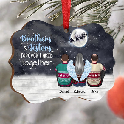 Family - Brothers & Sister Forever Linked Together - Personalized Christmas Ornament - Makezbright Gifts