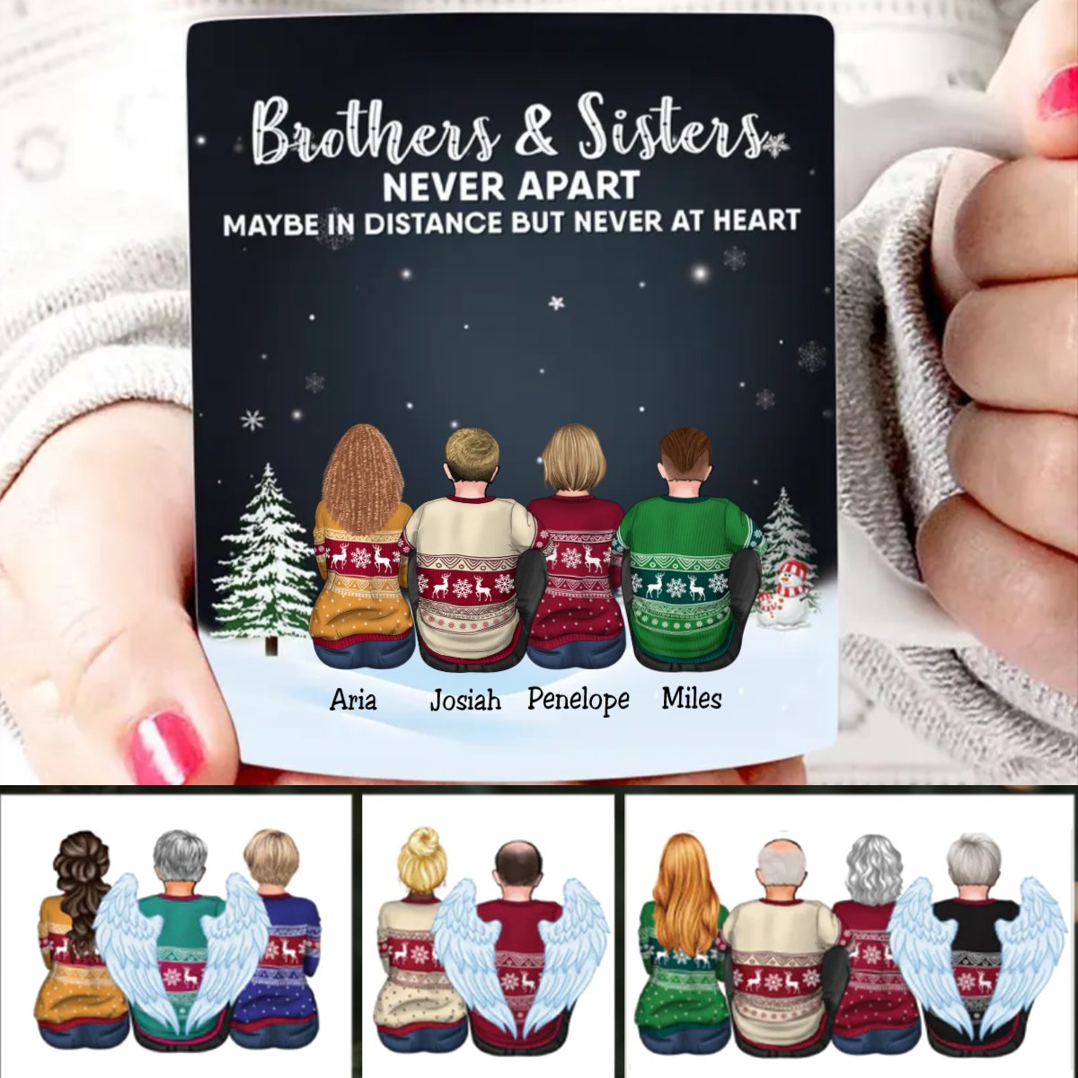 Family - Brothers & Sisters Never Apart Maybe In Distance But Never At Heart - Personalized Mug (N2) - Makezbright Gifts