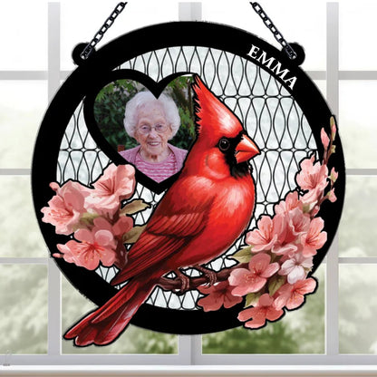 Family - Cardinal I'm By Your Side - Personalized Window Hanging Suncatcher Ornament - Makezbright Gifts