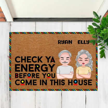 Family - Check Ya Enegry - Personalized Doormat - Makezbright Gifts