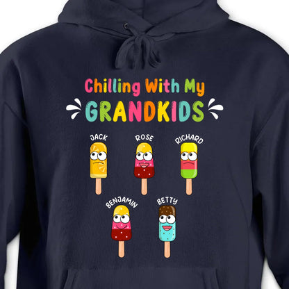 Family - Chilling With My Grandkids - Personalized Unisex T - shirt, Hoodie, Sweatshirt - Makezbright Gifts