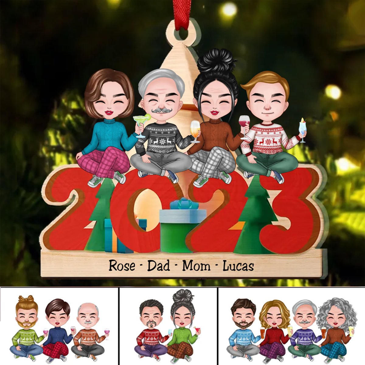 Family - Christmas 2023 - Personalized Acrylic Ornament (QH) - Makezbright Gifts