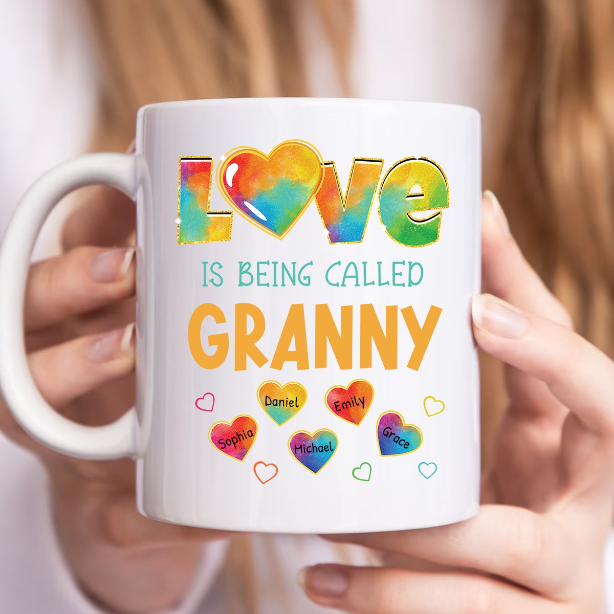 Family - Colorful Pattern Love Is Being Call Grandma - Personalized Mug - Makezbright Gifts