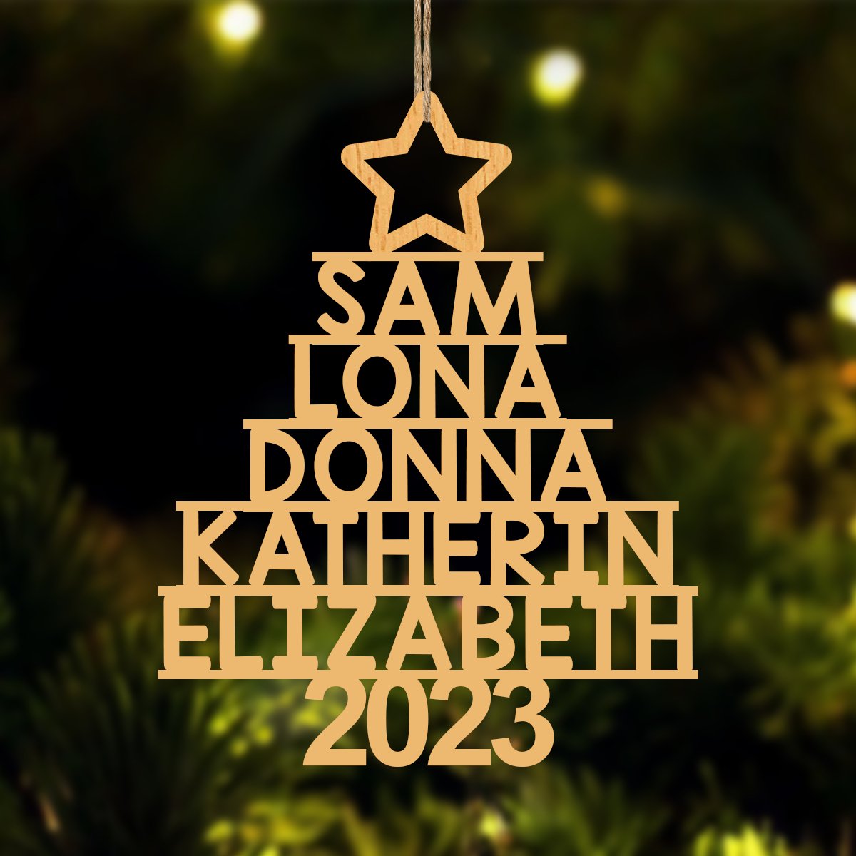 Family - Custom Family Name 2023 - Personalized Wooden Ornament - Makezbright Gifts