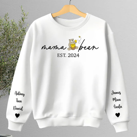 Family - Custom Mama Bear Shirt With Kid Name On Sleeve - Personalized Sweater - Makezbright Gifts