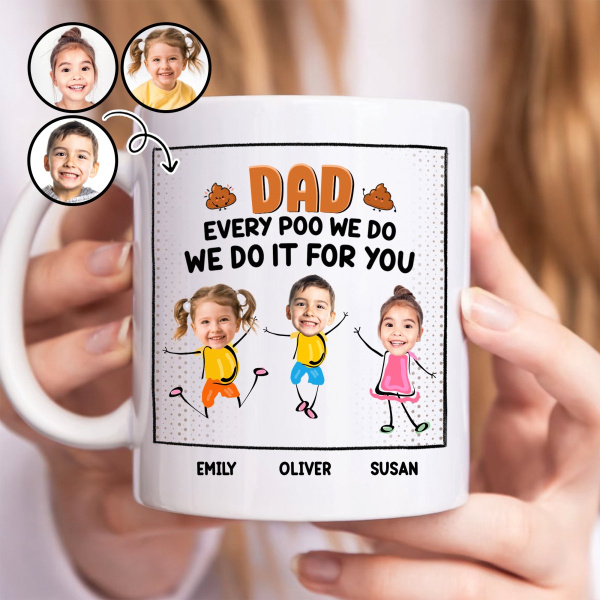 Family - Custom Photo Dad Every Poo I Do - Personalized Mug - Makezbright Gifts