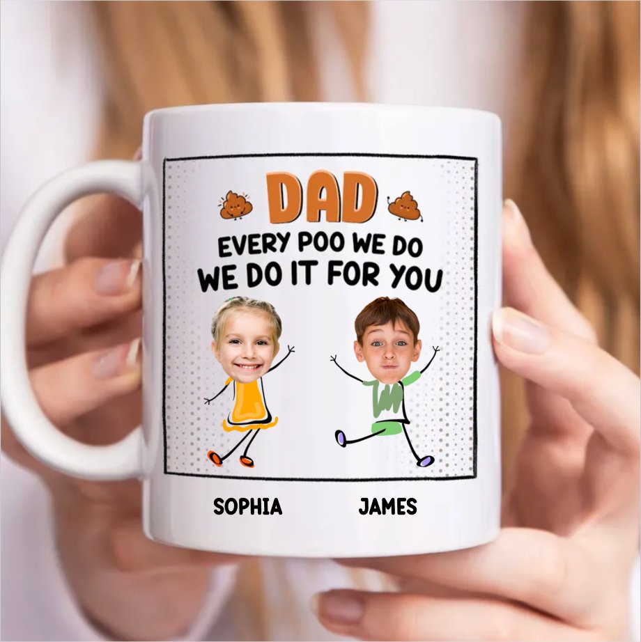 Family - Custom Photo Dad Every Poo I Do - Personalized Mug - Makezbright Gifts