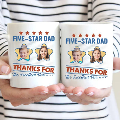 Family - Custom Photo Five - Star Dad Thanks For The Excellent DNA - Personalized Mug - Makezbright Gifts