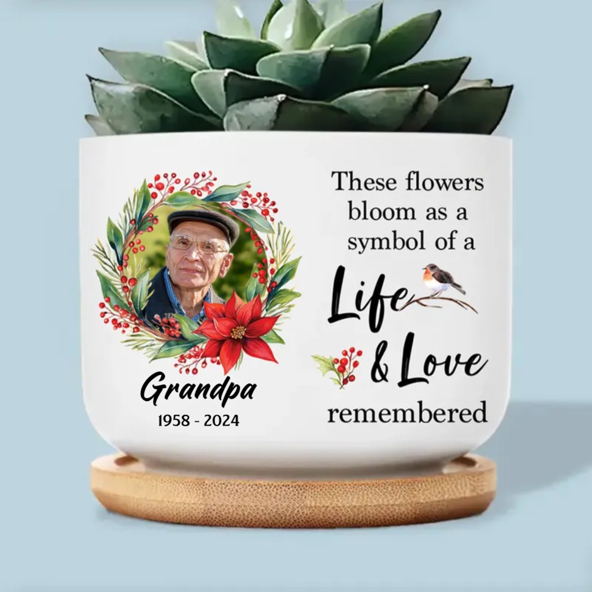 Family - Custom Photo These Flowers Bloom As a Symbol Of A Life - Personalized Ceramic Plant Pot - Makezbright Gifts