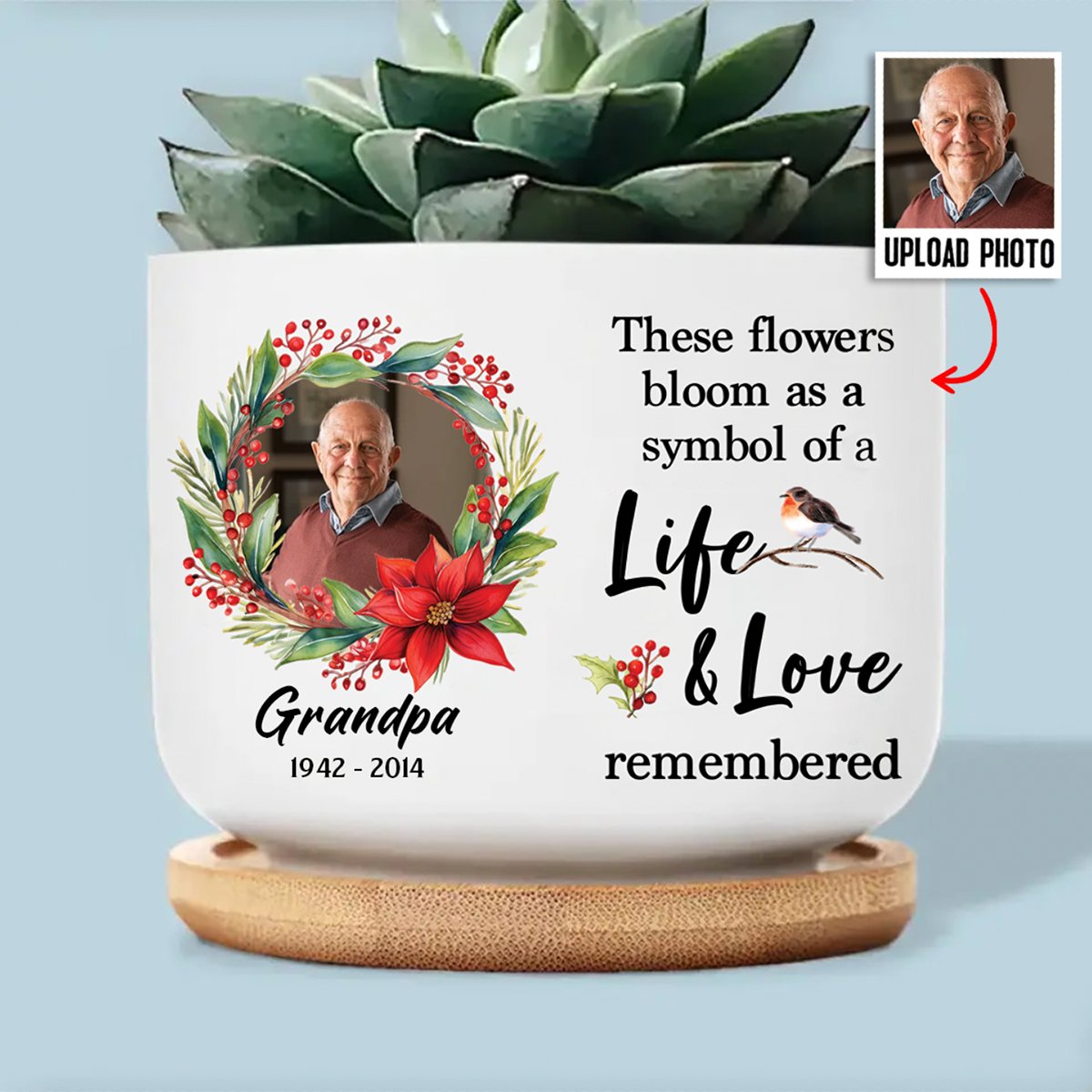 Family - Custom Photo These Flowers Bloom As a Symbol Of A Life - Personalized Ceramic Plant Pot - Makezbright Gifts