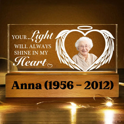 Family - Custom Photo Your Light Always Shine In My Heart - Personalized Acrylic LED Night Light (TB) - Makezbright Gifts