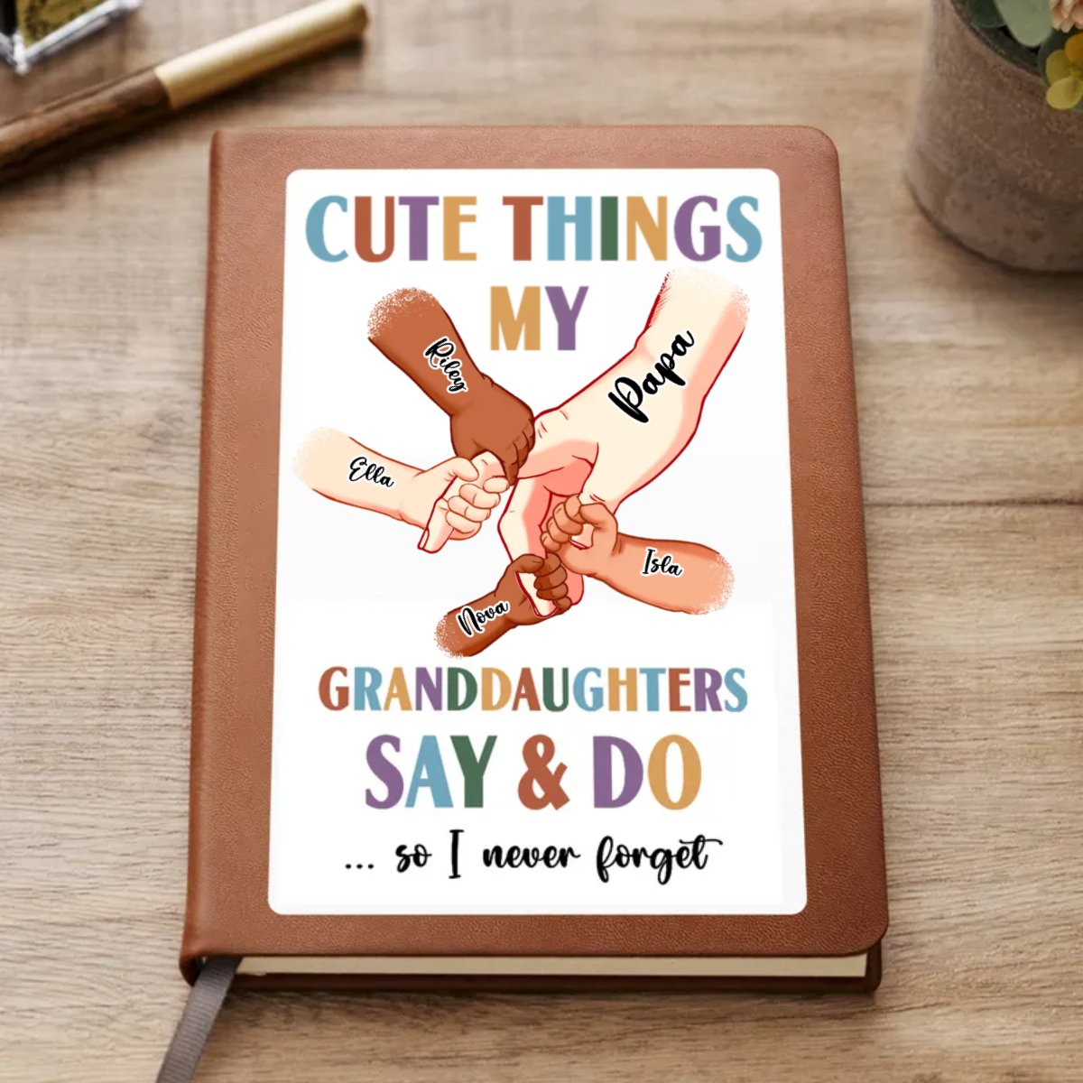 Family - Cute Things My Grandkids Say And Do Diary - Personalized Leather Journal - Makezbright Gifts