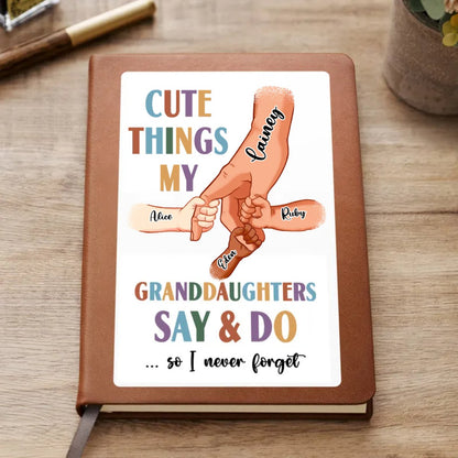 Family - Cute Things My Grandkids Say And Do Diary - Personalized Leather Journal - Makezbright Gifts