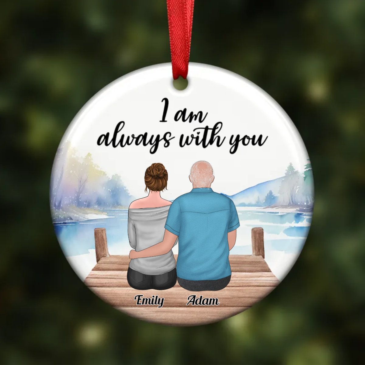 Family - Dad Always With Daughter - Personalized Circle Ornament - Makezbright Gifts