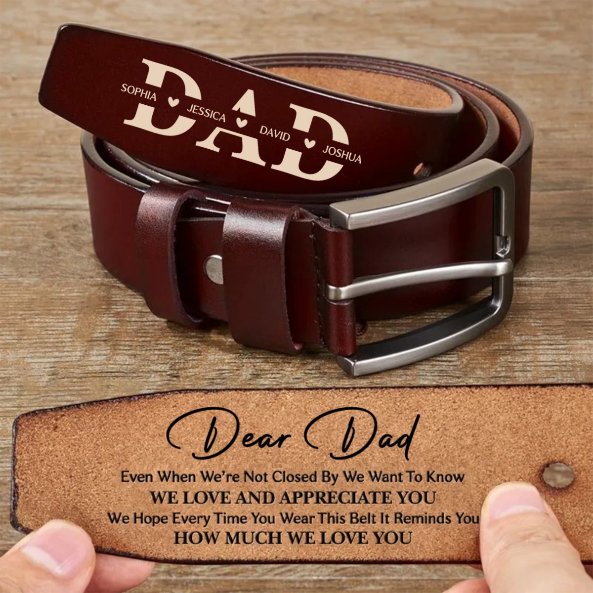 Family - Dad It Reminds You How Much We Love You - Personalized Engraved Leather Belt - Makezbright Gifts