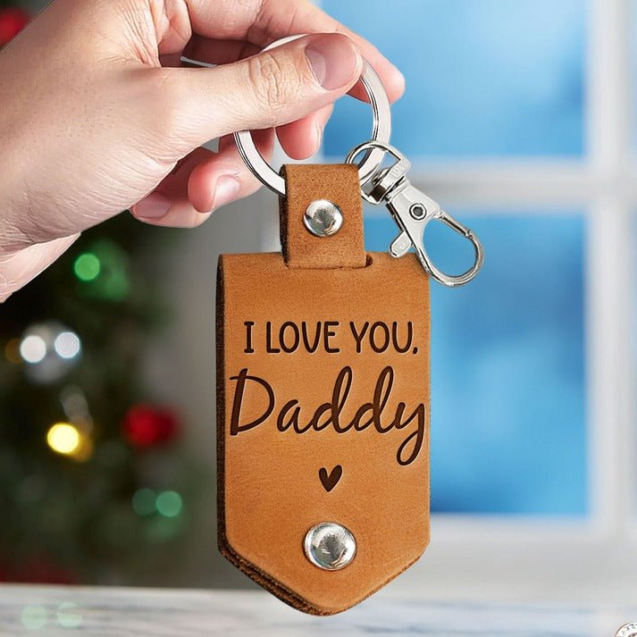 Family - Daddy Can'T Wait To Meet You From The Bump - Personalized Leather Keychain - Makezbright Gifts