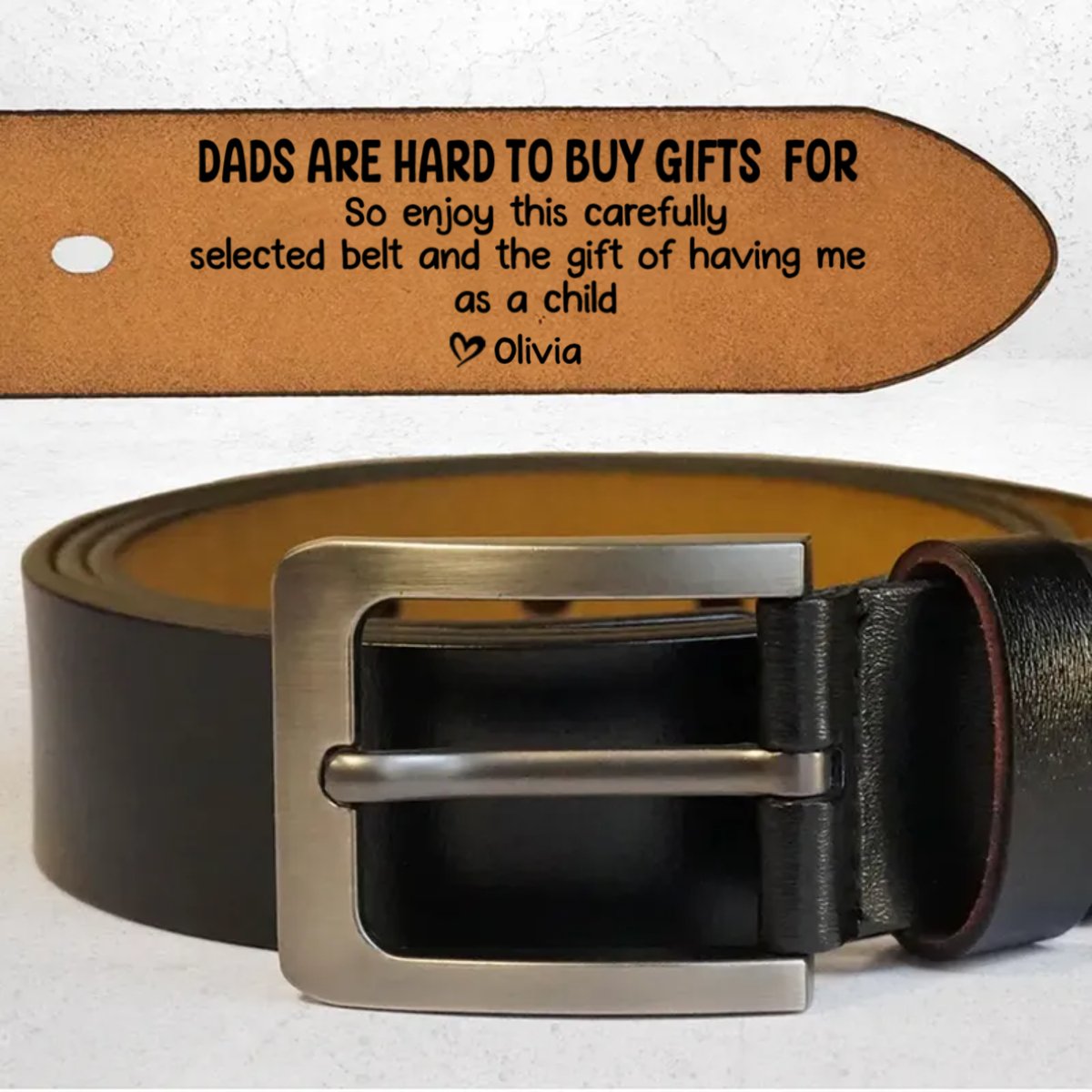 Family - Dads Are Hard To Buy Gifts For Fun Dad Gift - Personalized Engraved Leather Belt - Makezbright Gifts