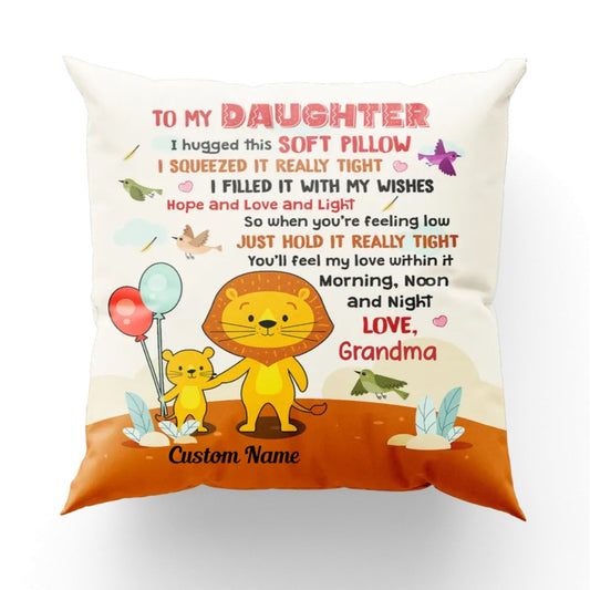 Family - Daughter Lion Personalized Pillow - Makezbright Gifts