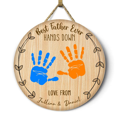 Family - DIY Handprint Keepsake Hands Down - Personalized Wood Sign - Makezbright Gifts