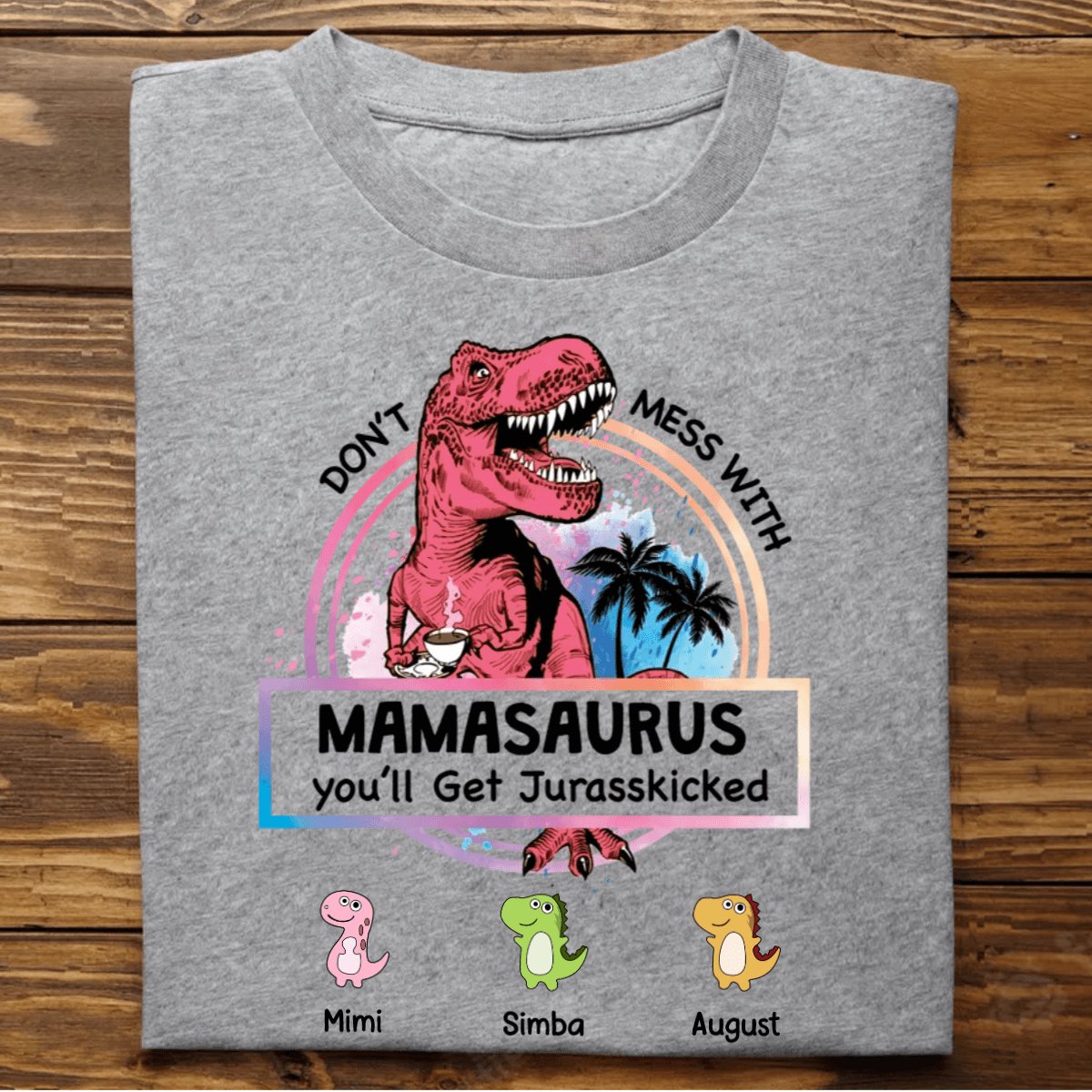 Family - Don't Mess With Grandmasaurus - Personalized T - Shirt - Makezbright Gifts