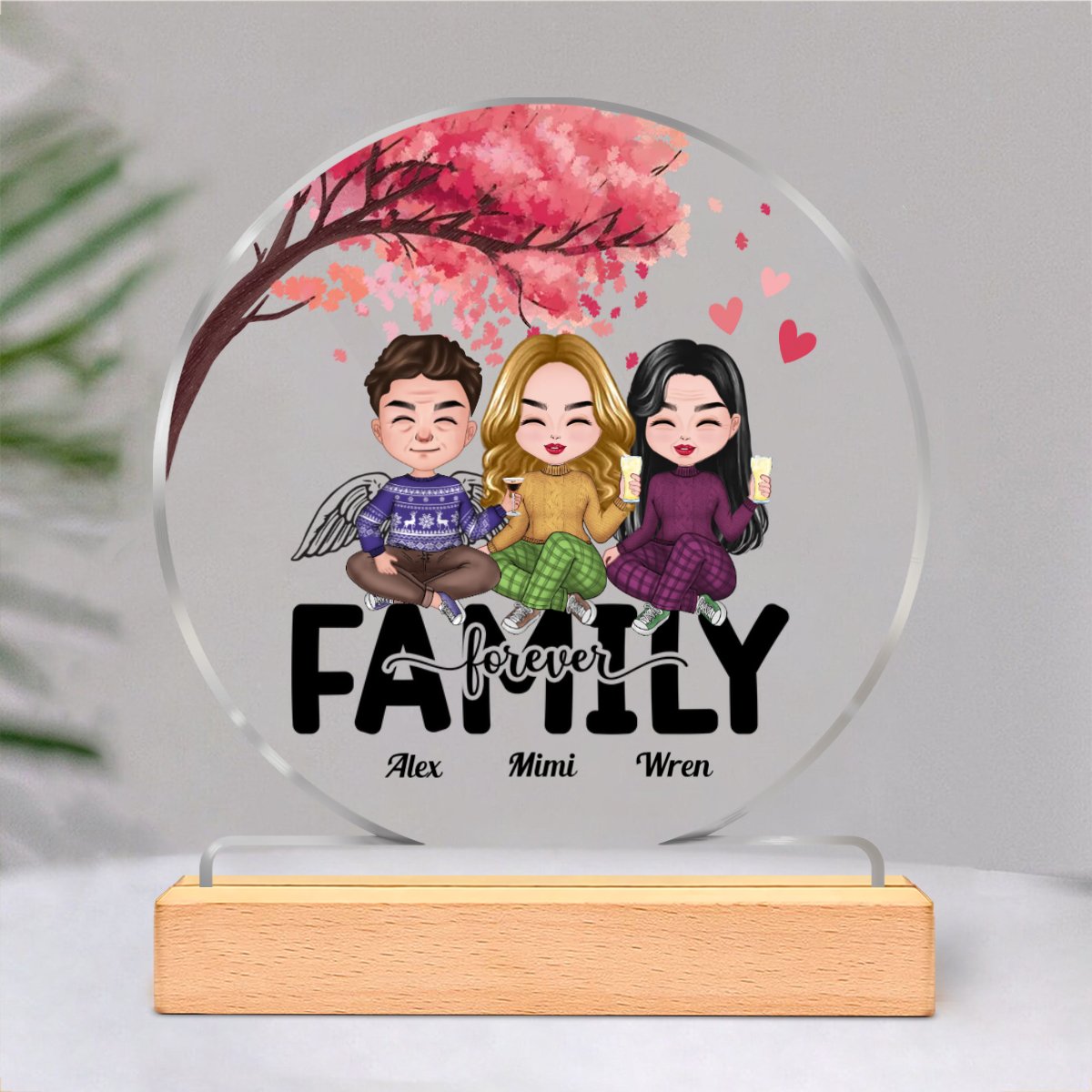 Family - Family Forever - Personalized Circle Acrylic Plaque - Makezbright Gifts