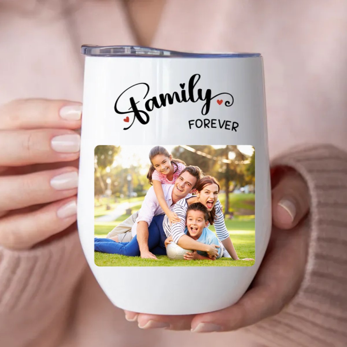 Family - Family Forever - Personalized Wine Tumbler (LH) - Makezbright Gifts