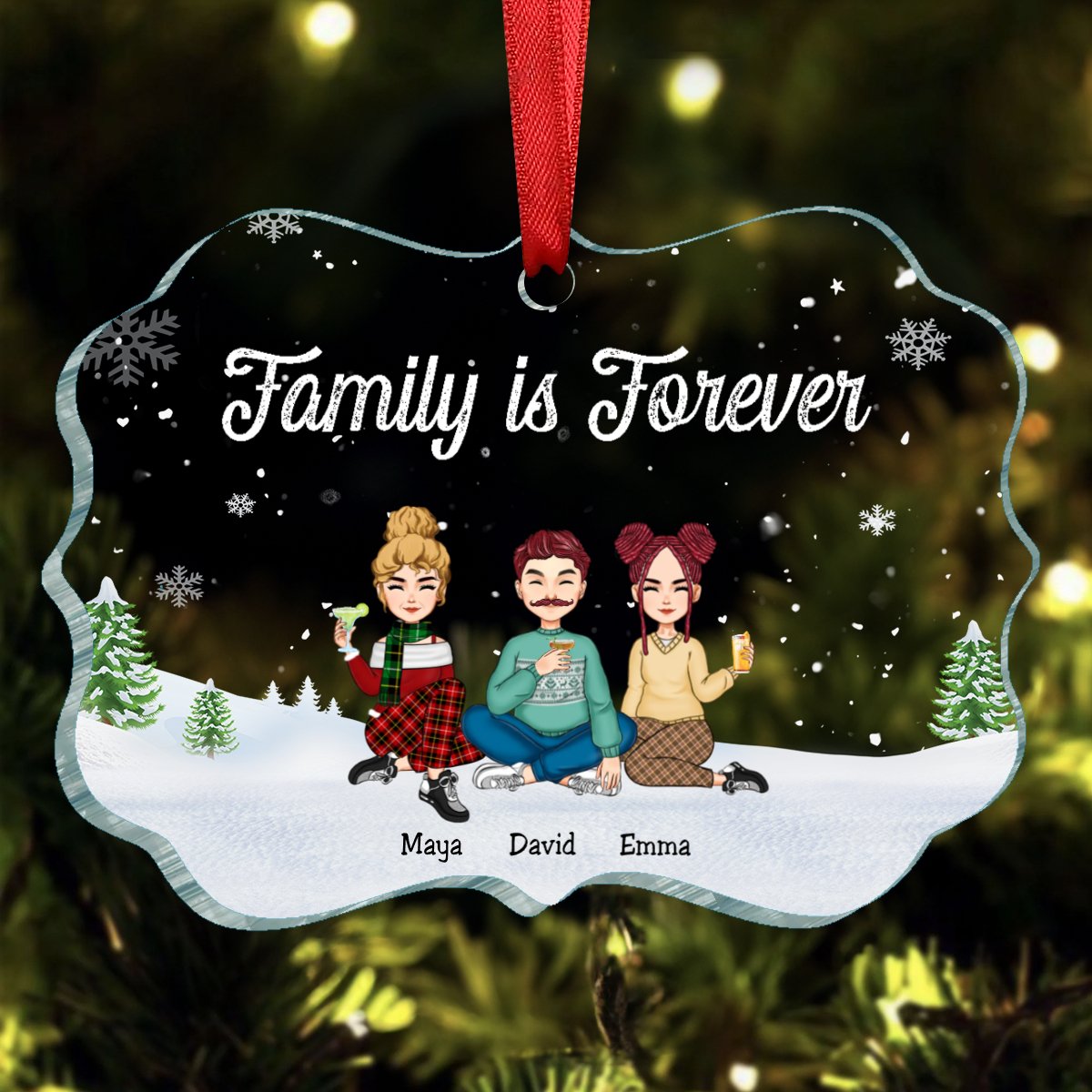 Family - Family Is Forever - Personalized Christmas Ornament (SA) - Makezbright Gifts