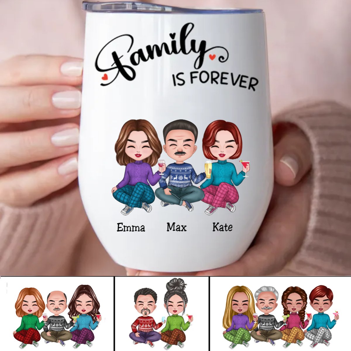 Family - Family Is Forever - Personalized Wine Tumbler - Makezbright Gifts