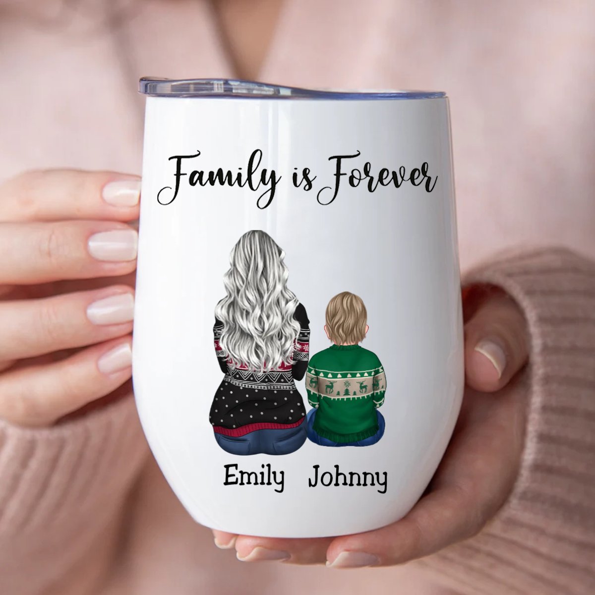 Family - Family Is Forever - Personalized Wine Tumbler (BU) - Makezbright Gifts