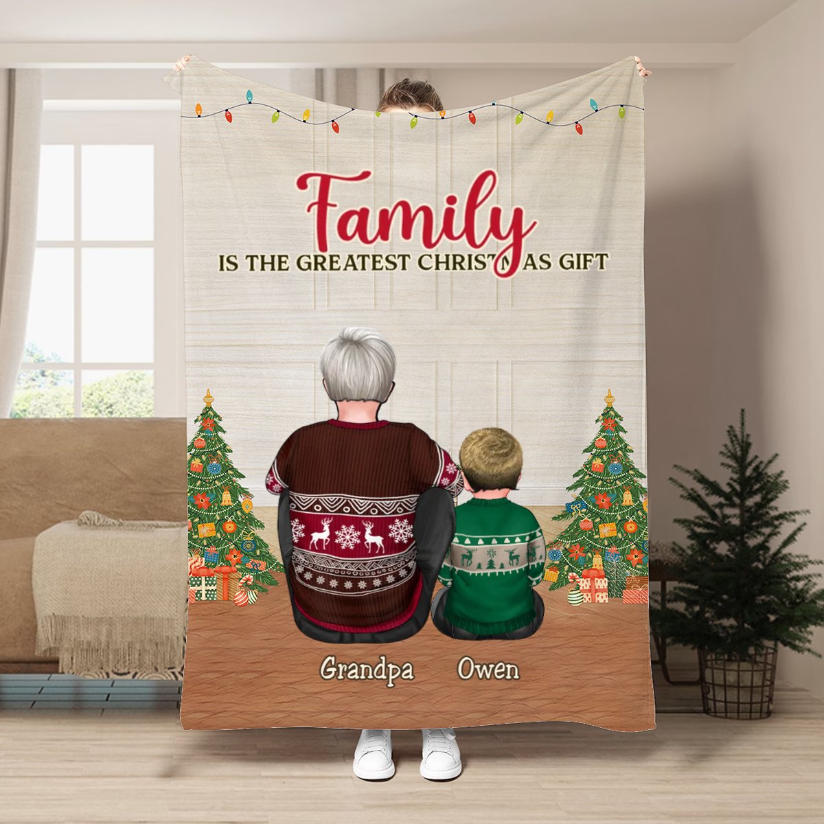 Family - Family Is The Greatest Christmas Gift - Personalized Blanket (II) - Makezbright Gifts