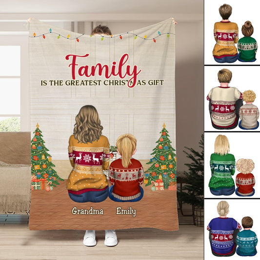 Family - Family Is The Greatest Christmas Gift - Personalized Blanket (II) - Makezbright Gifts