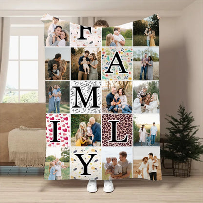 Family - Family Photo Collage - Personalized Blanket (HJ) - Makezbright Gifts