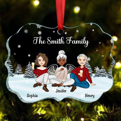 Family - Family Snow Background Ver 3 - Personalized Ornament (VT) - Makezbright Gifts