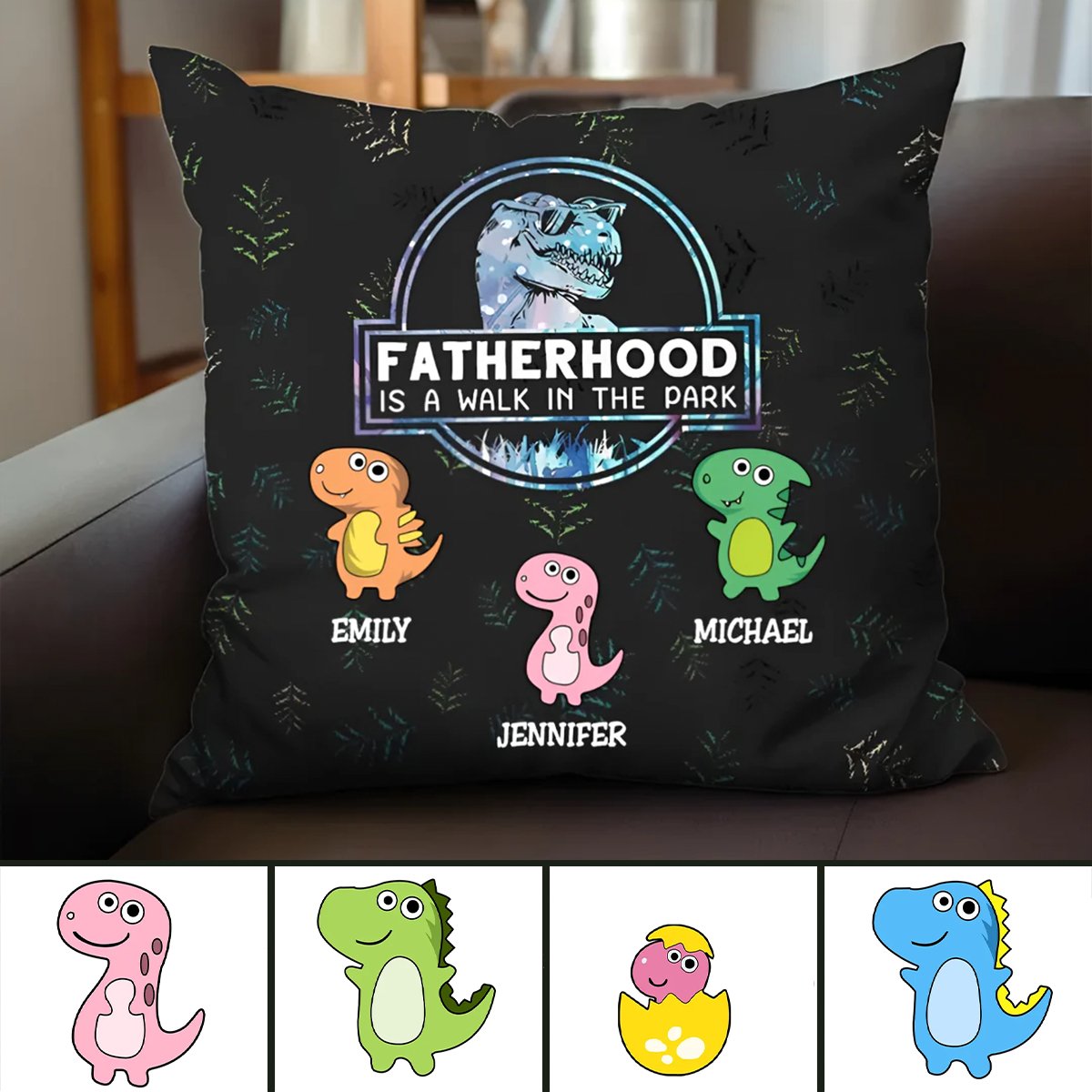 Family - Fatherhood Is A Walk In The Park - Personalized Pillow - Makezbright Gifts