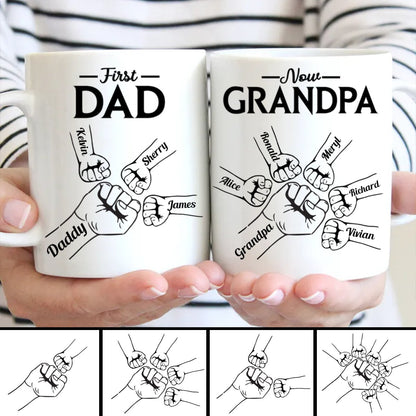 Family - First Dad Now Grandpa - Personalized Mug - Makezbright Gifts