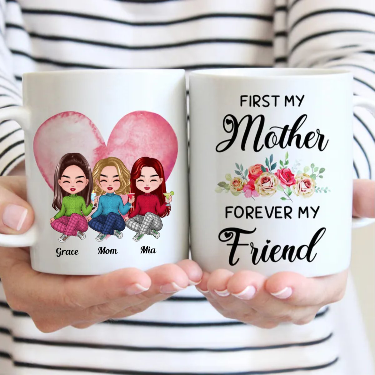 Family - First My Mother Forever My Friend - Personalized Mug (LI) V2 - Makezbright Gifts