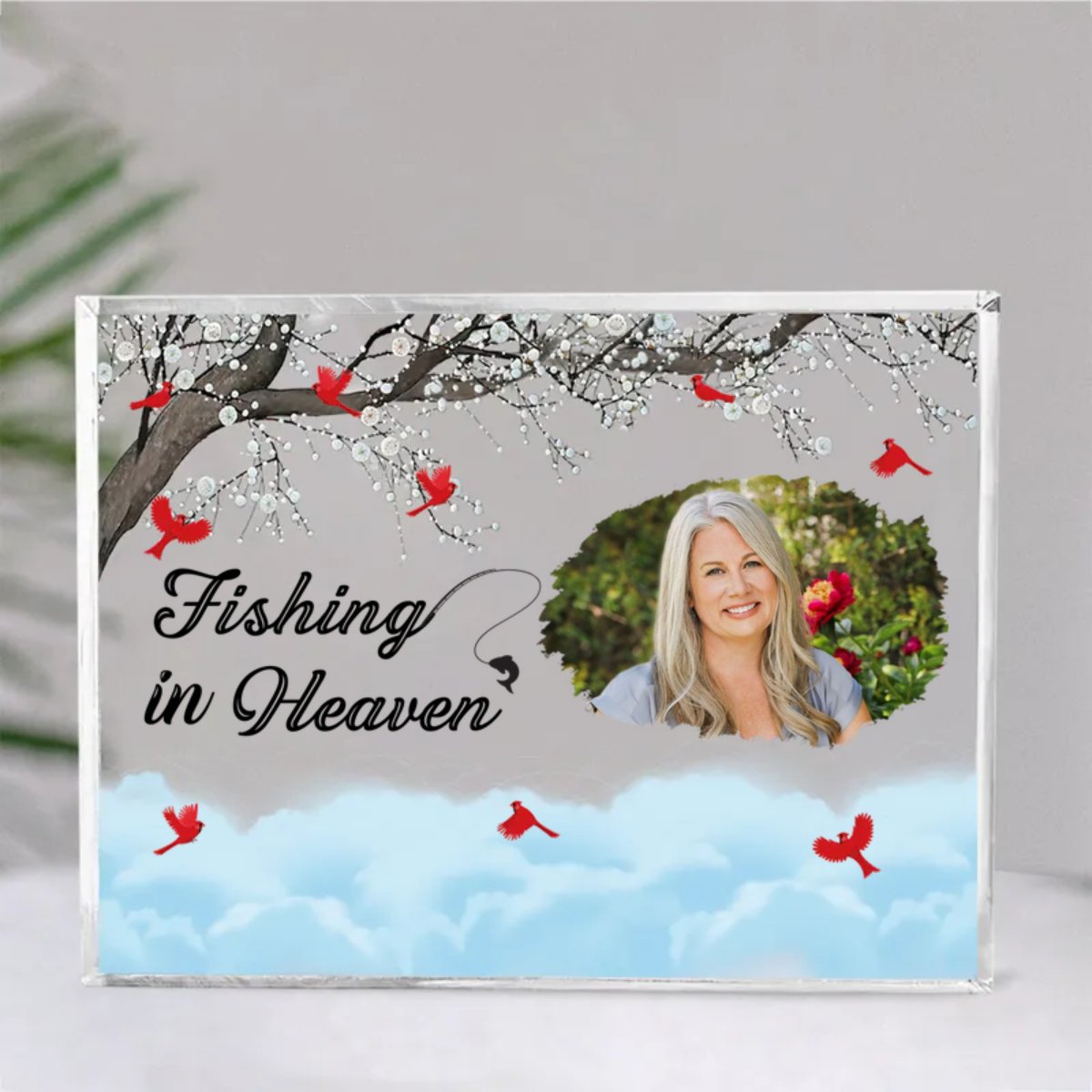 Family - Fishing In Heaven - Personalized Acrylic Plaque (HJ) - Makezbright Gifts