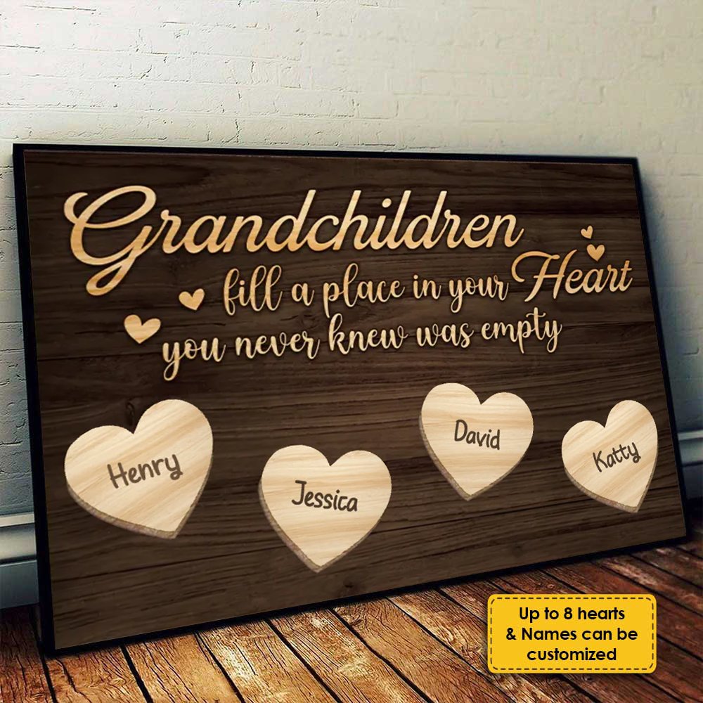 Family - Grandchildren Fill A Place In Your Heart - Personalized Poster - Makezbright Gifts