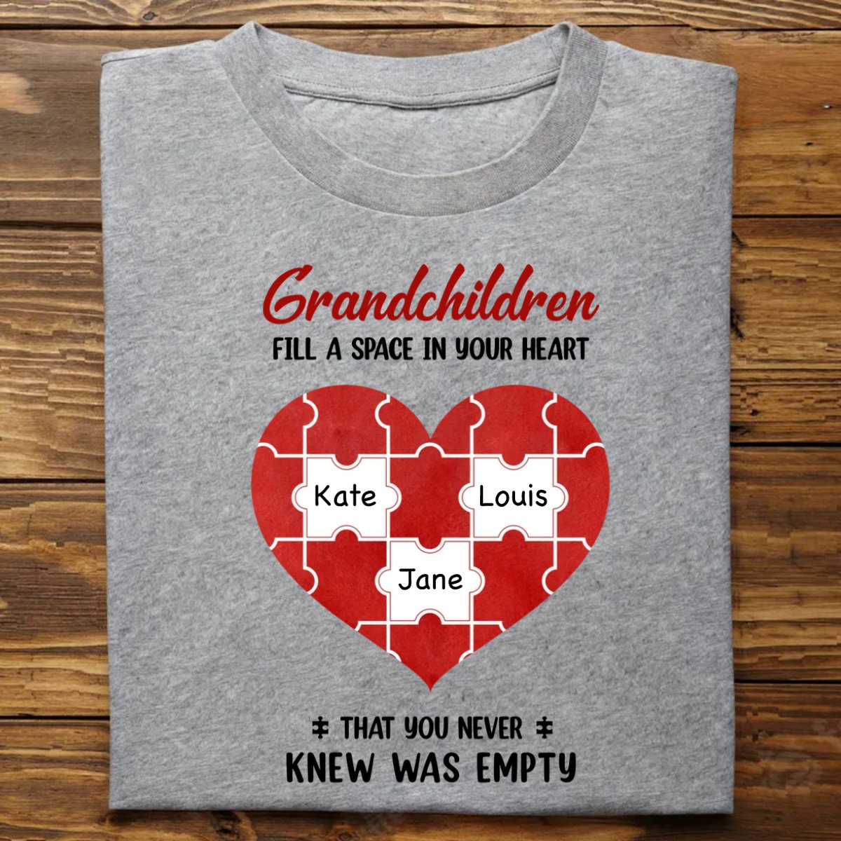 Family - Grandchildren Fill Spaces In Grandma Heart - Personalized T - Shirt - Makezbright Gifts