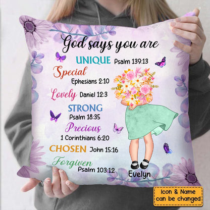 Family - Granddaughter Daughter God Says You Are Hugging Flowers - Personalized Pillow (TB) - Makezbright Gifts