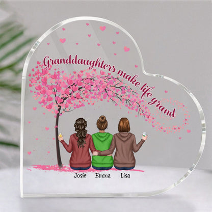 Family - Granddaughters Make Life Grand - Personalized Acrylic Plaque (LH) - Makezbright Gifts