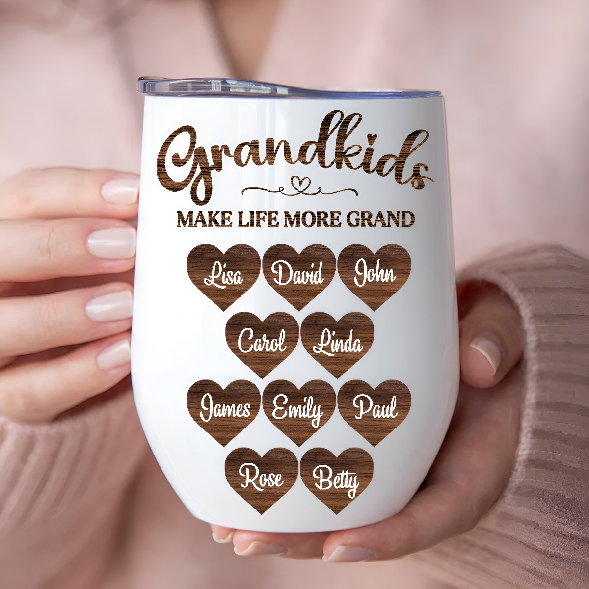 Family - Grandkids Make Life More Grand - Personalized Wine Tumbler - Makezbright Gifts